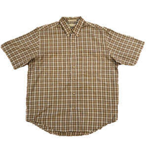 3/$20 Munsingwear Tan & Green Plaid Button-Up Shirt